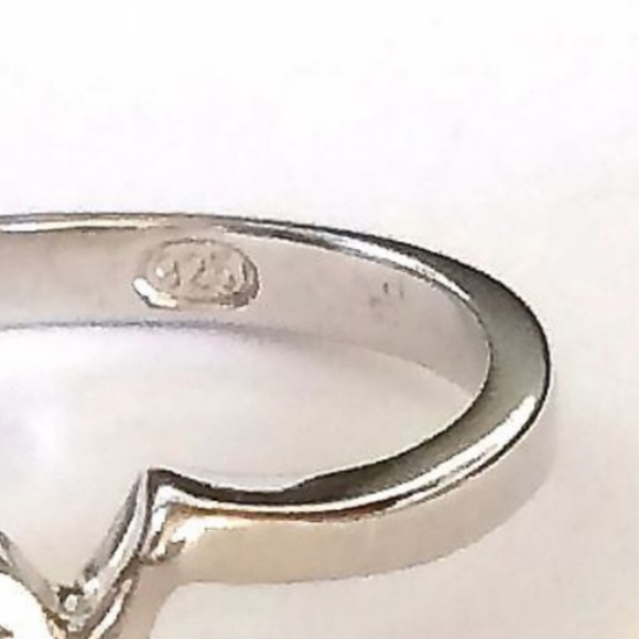 Sterling Silver Engagement Ring Size 9 10 Solitaire Cubic Zirconia Freeform 925 - Picture 6 of 8